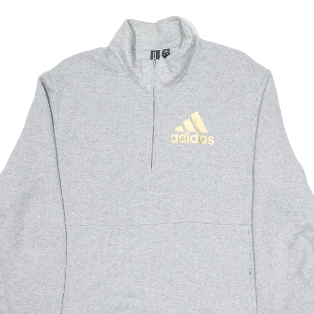 ADIDAS Womens Sweatshirt Grey 1/4 Zip XL
