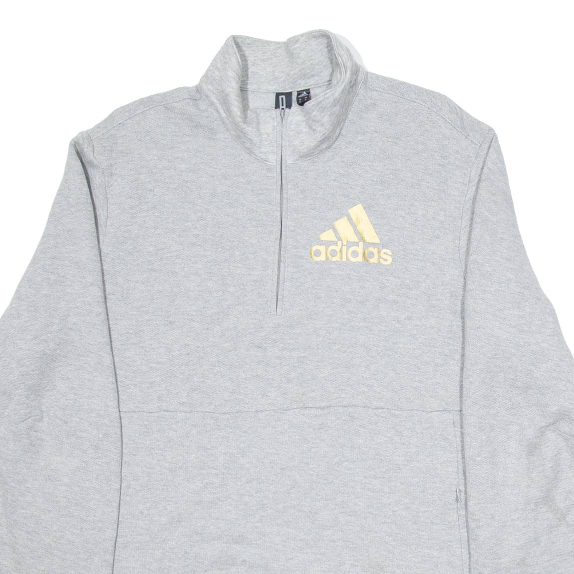 ADIDAS Womens Sweatshirt Grey 1/4 Zip XL