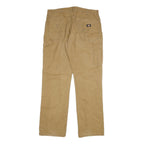 DICKIES Mens Cotton Blend Beige Regular Straight Trousers W36 L34 Workwear Zip