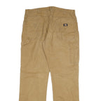 DICKIES Mens Cotton Blend Beige Regular Straight Trousers W36 L34 Workwear Zip