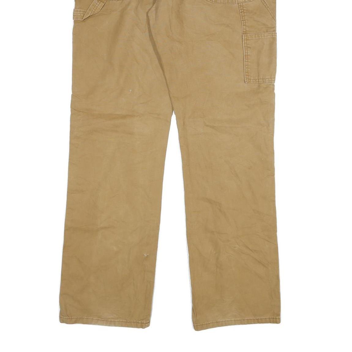 DICKIES Mens Cotton Blend Beige Regular Straight Trousers W36 L34 Workwear Zip