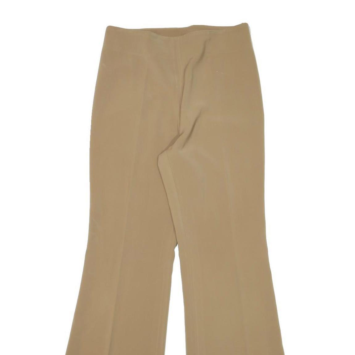Womens Relaxed Fit Beige Polyester Blend Trousers W28 L31 Zip Closure
