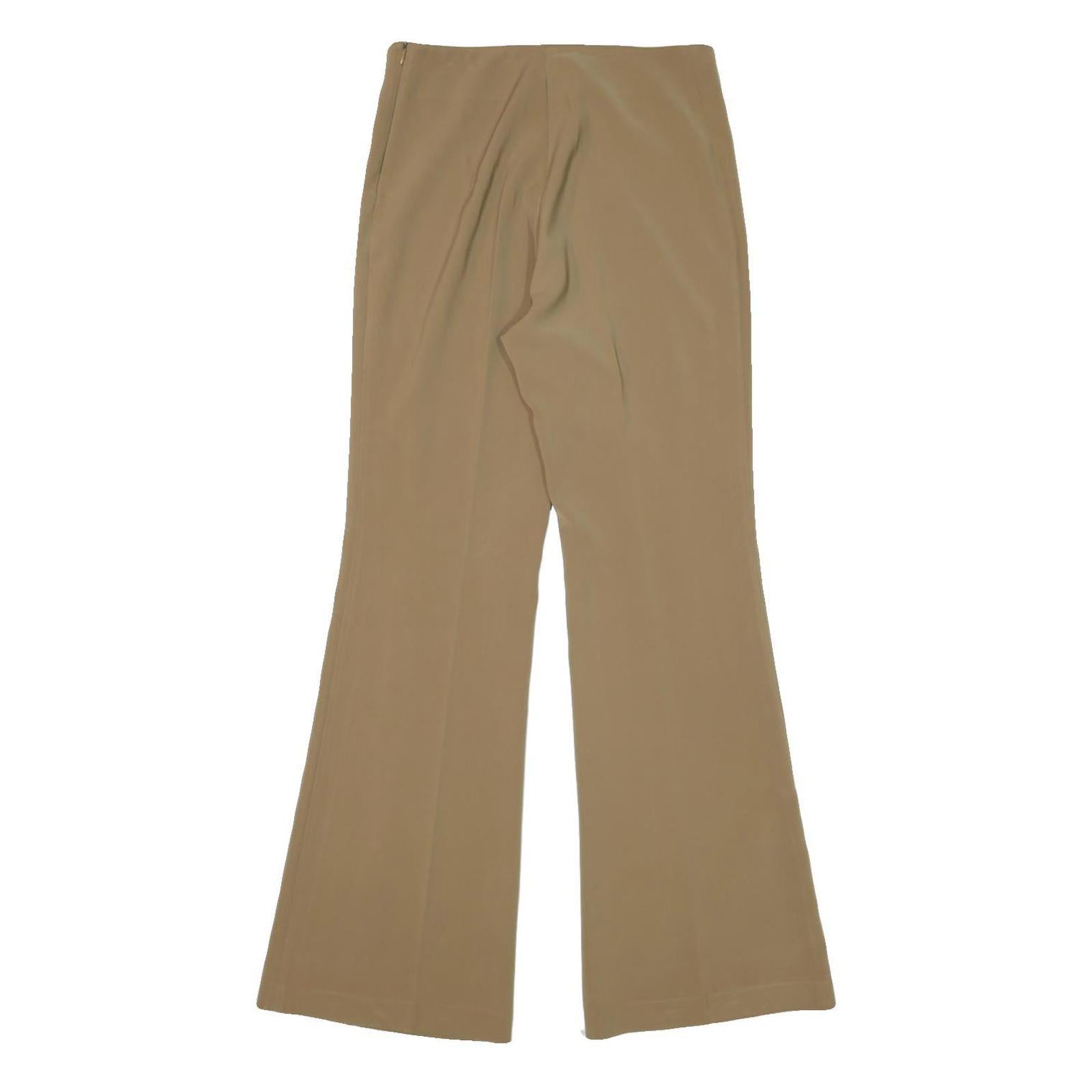 Womens Relaxed Fit Beige Polyester Blend Trousers W28 L31 Zip Closure