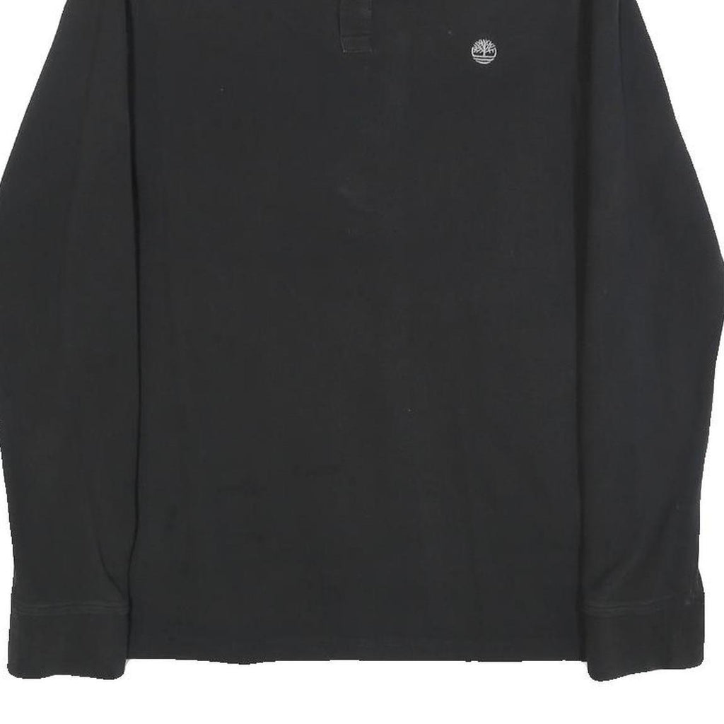 TIMBERLAND Mens Black Long Sleeve Polo Shirt M Cotton Blend Classic