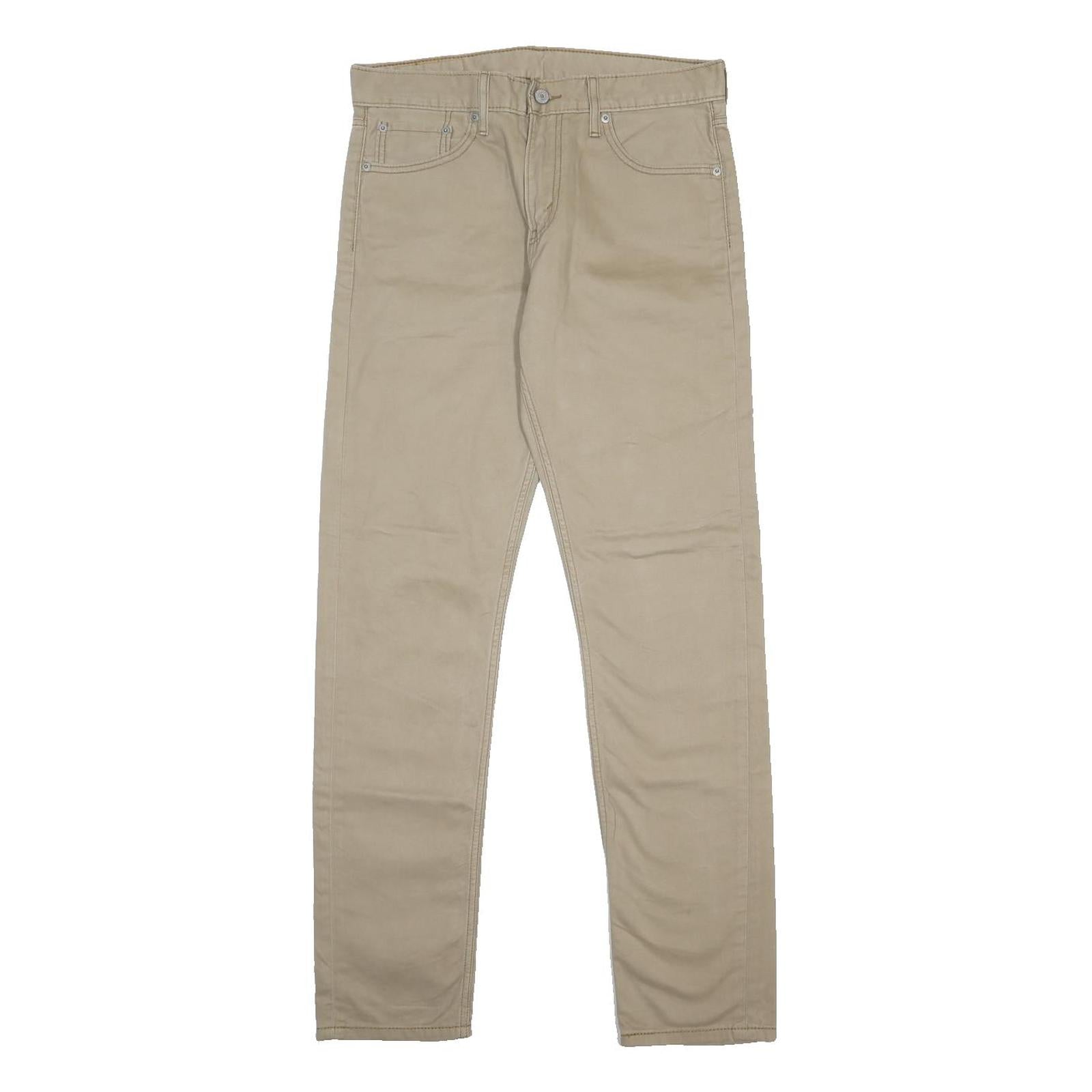 LEVI'S Mens Cotton Beige Slim Straight Trousers W30 L32 Casual Zip Pocket