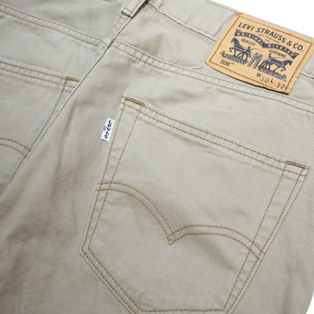 LEVI'S Mens Cotton Beige Slim Straight Trousers W30 L32 Casual Zip Pocket