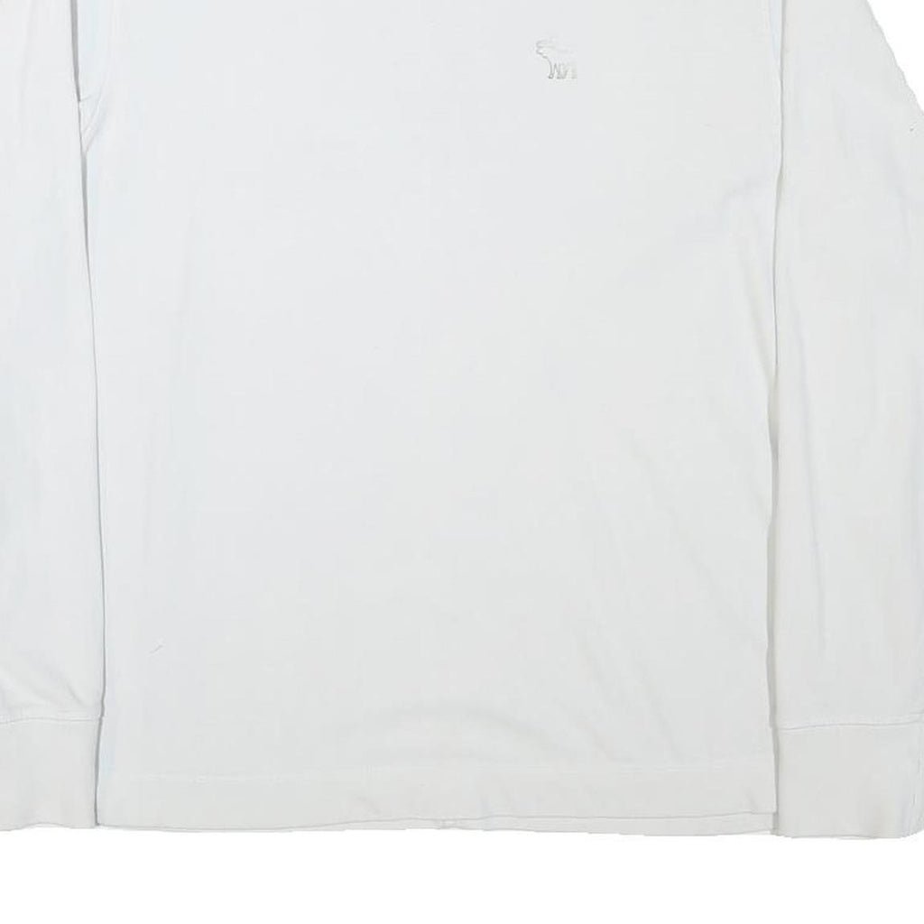 ABERCROMBIE & FITCH Mens White Crew Neck M Cotton Blend Sweatshirt Long Sleeve