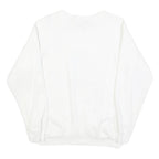 PLATINUM SPORTSWEAR Womens White Cotton Blend Sweatshirt L Artistic Print Crew