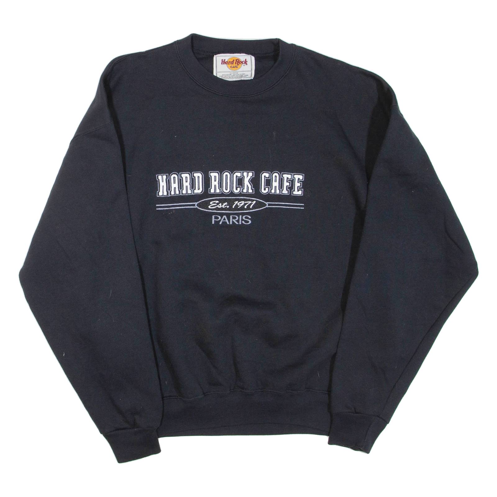 HARD ROCK CAFE Paris Mens Sweatshirt Black Crew Neck XL