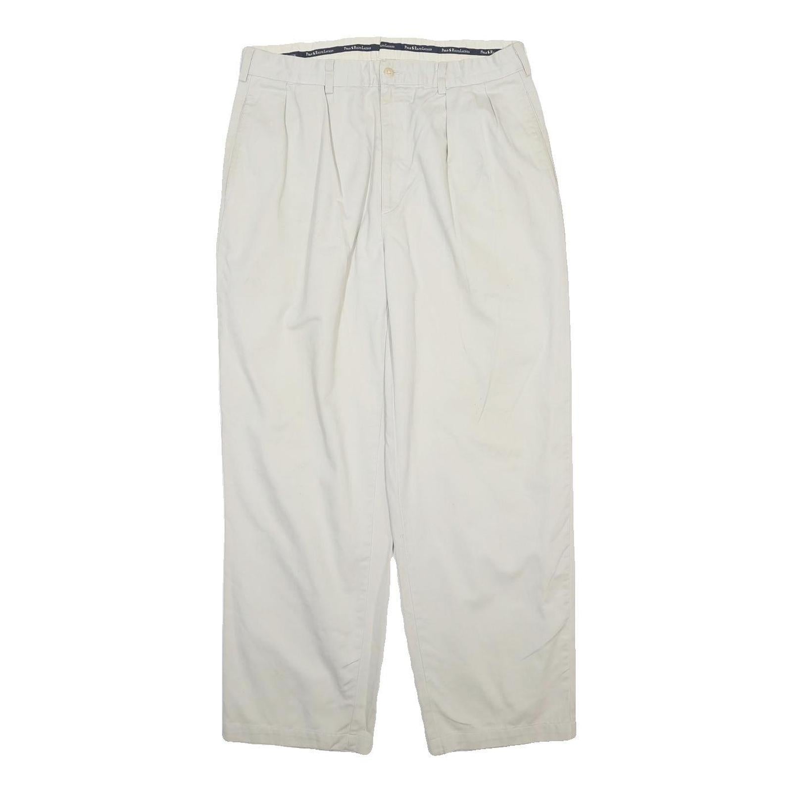 POLO RALPH LAUREN Mens Cotton Blend White Regular Straight Trousers W32 L40