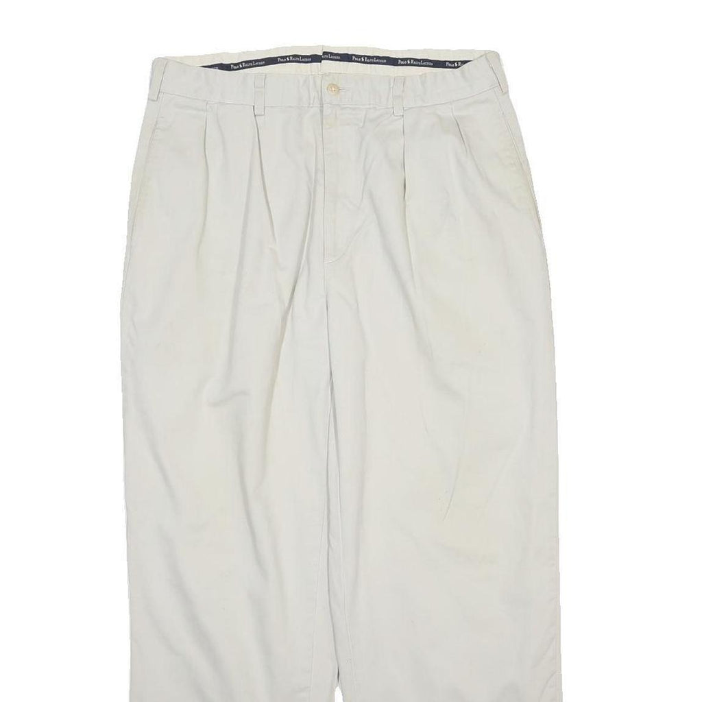 POLO RALPH LAUREN Mens Cotton Blend White Regular Straight Trousers W32 L40