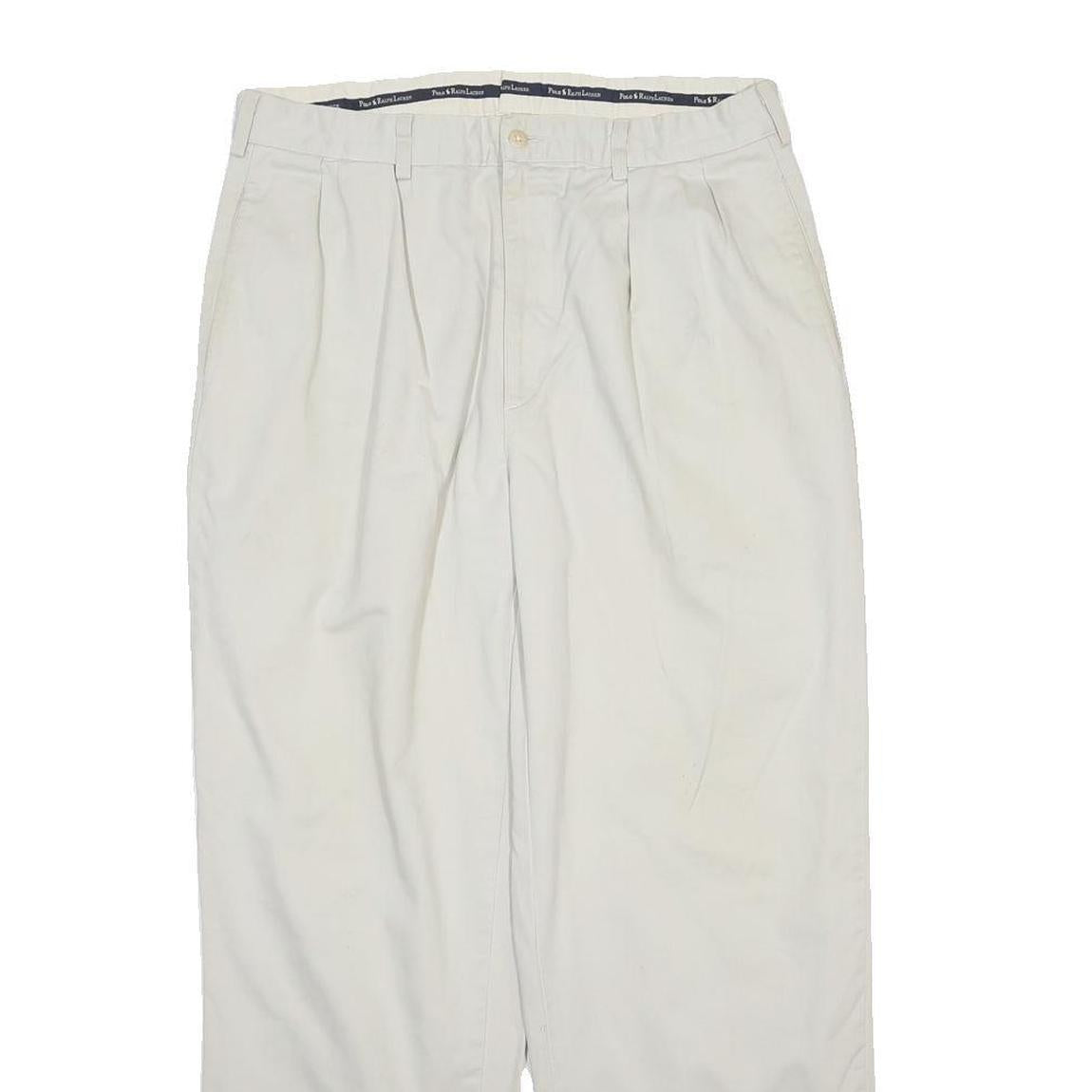 POLO RALPH LAUREN Mens Cotton Blend White Regular Straight Trousers W32 L40