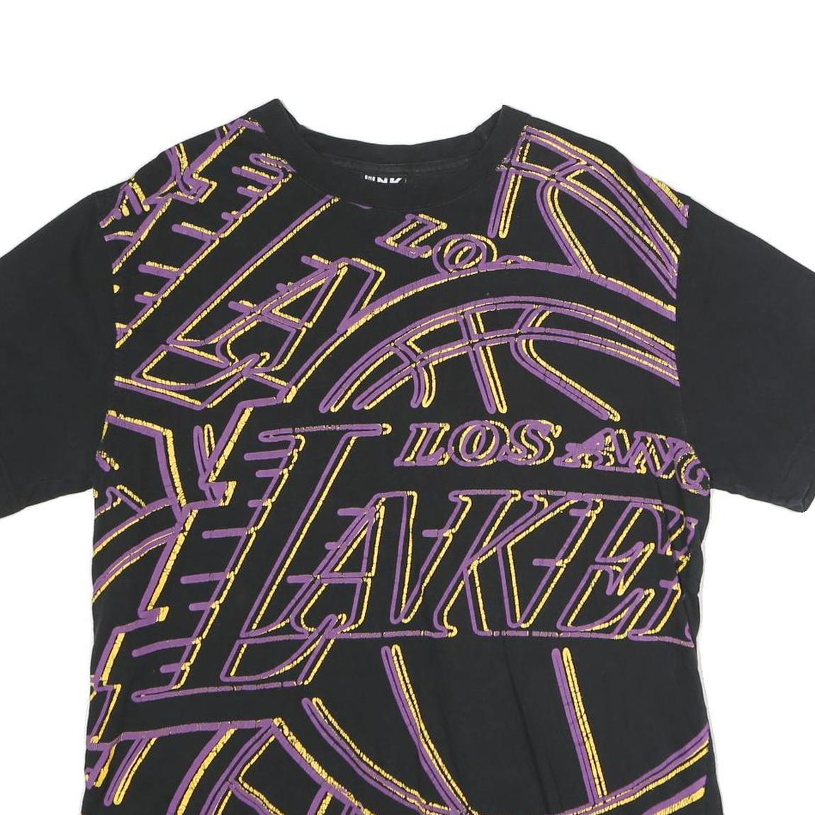 NBA Mens Black & Purple Los Angeles Lakers Graphic T-Shirt M Short Sleeve Crew