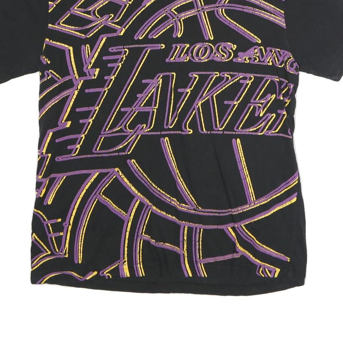 NBA Mens Black & Purple Los Angeles Lakers Graphic T-Shirt M Short Sleeve Crew