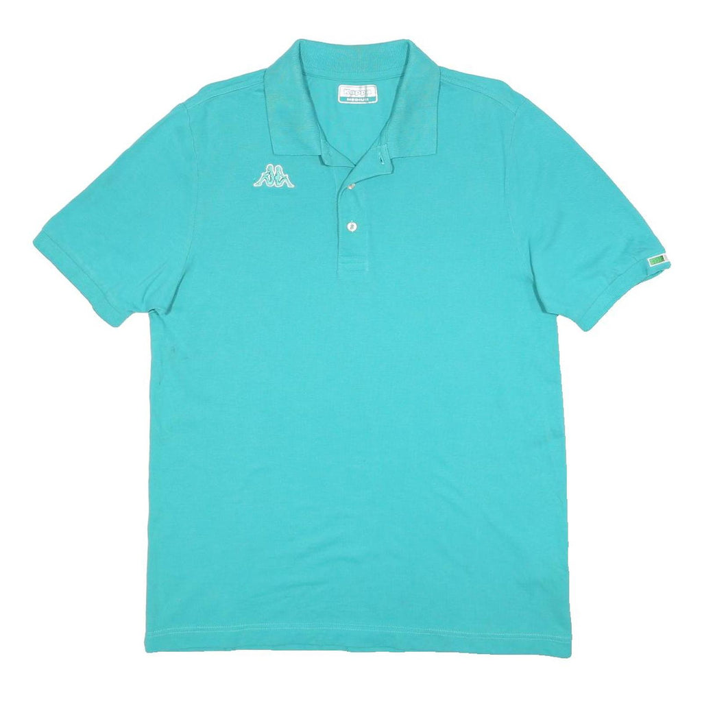 KAPPA Mens Turquoise Polo Shirt M Cotton Casual Short Sleeve Plain