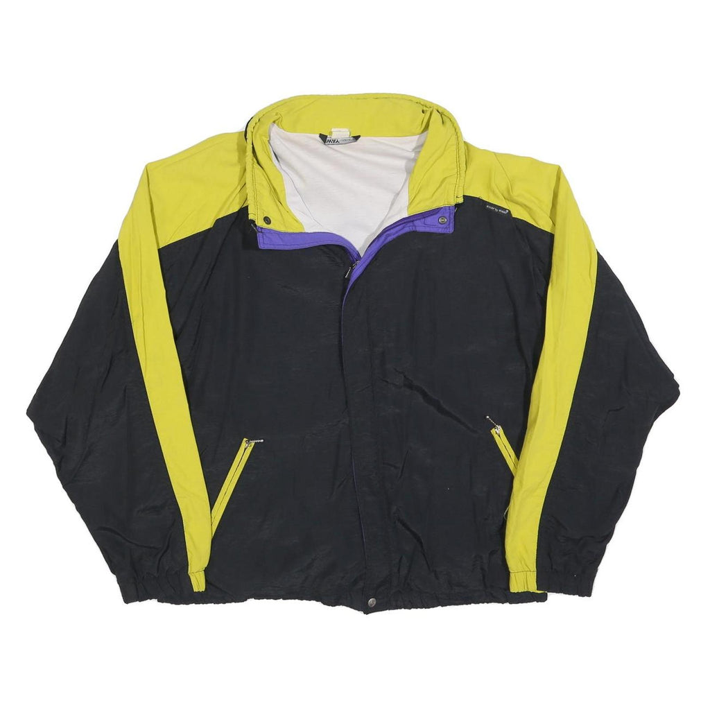 K-WAY Mens Yellow & Black Nylon Jacket M Zip Plain Retro Windbreaker