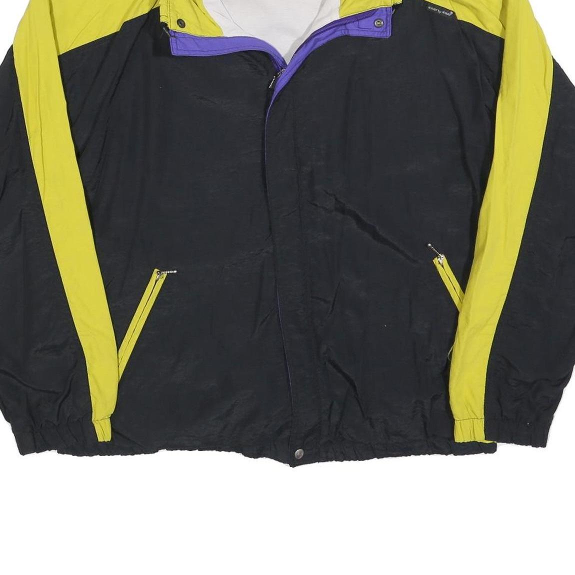 K-WAY Mens Yellow & Black Nylon Jacket M Zip Plain Retro Windbreaker