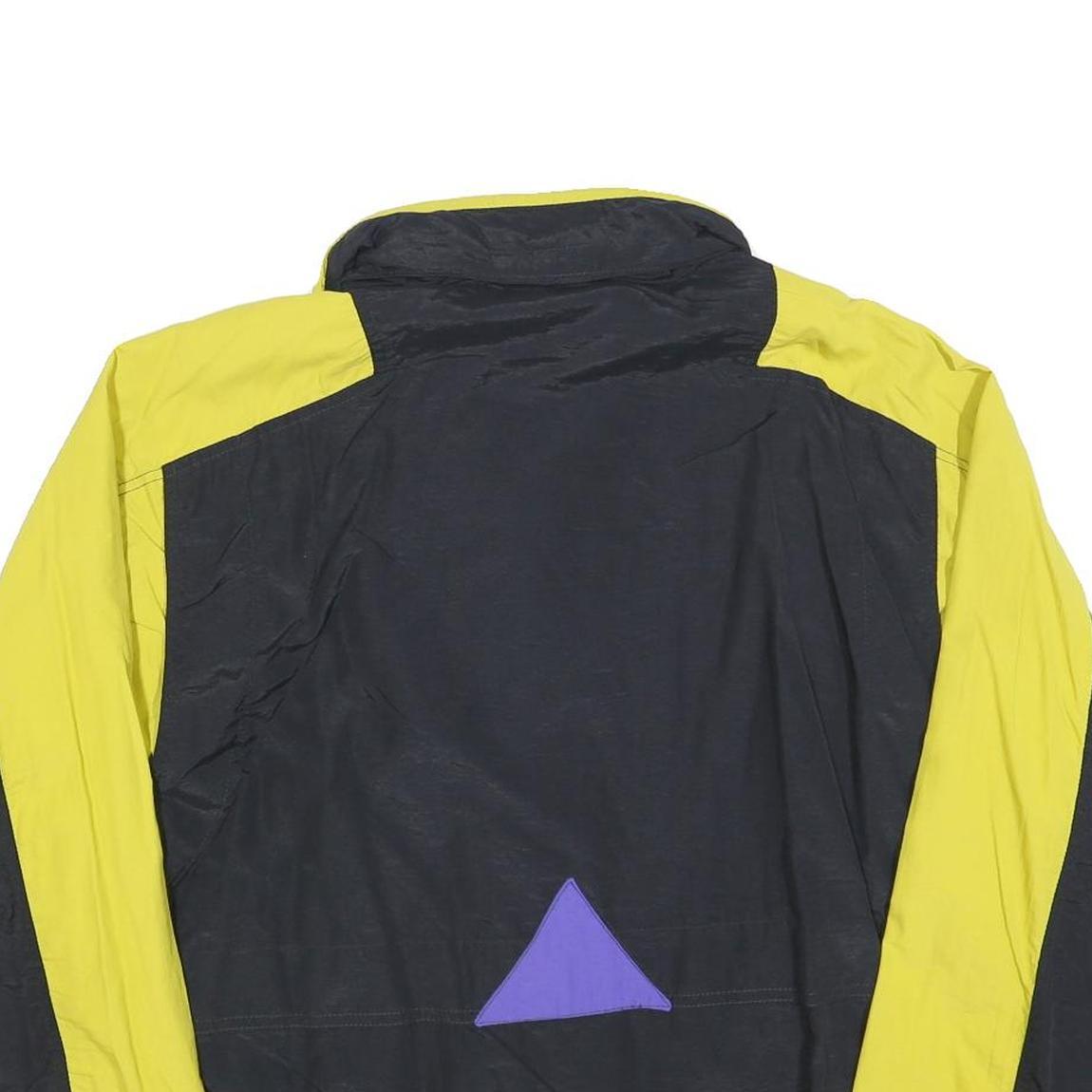 K-WAY Mens Yellow & Black Nylon Jacket M Zip Plain Retro Windbreaker