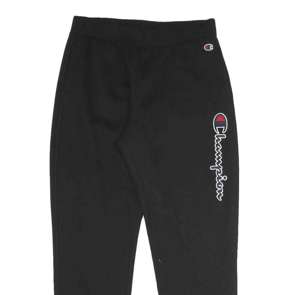 CHAMPION Mens Joggers Black Cotton Blend Regular Tapered M W31 L28 Embroidered