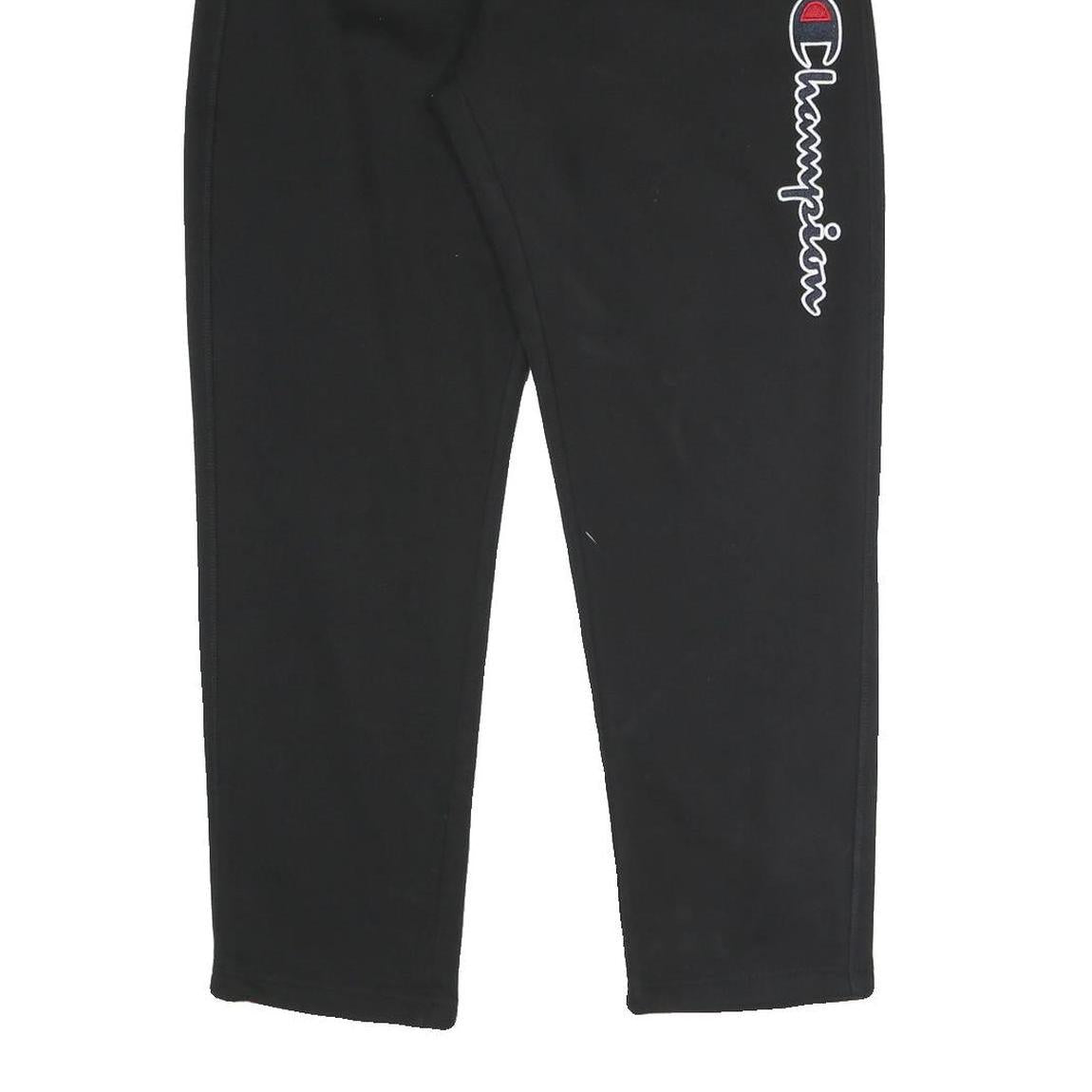 CHAMPION Mens Joggers Black Cotton Blend Regular Tapered M W31 L28 Embroidered