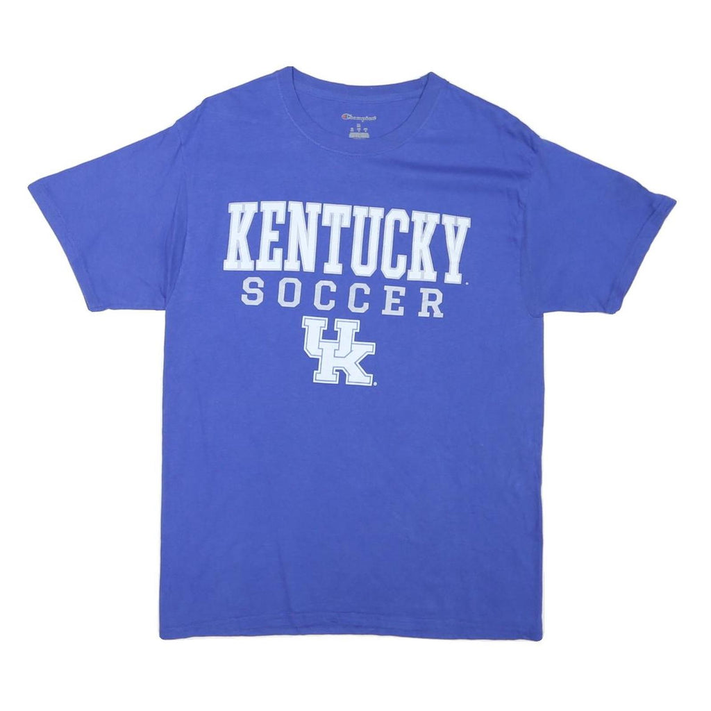 CHAMPION Mens Blue Kentucky Soccer T-Shirt M Short Sleeve Crew Neck Cotton Blend