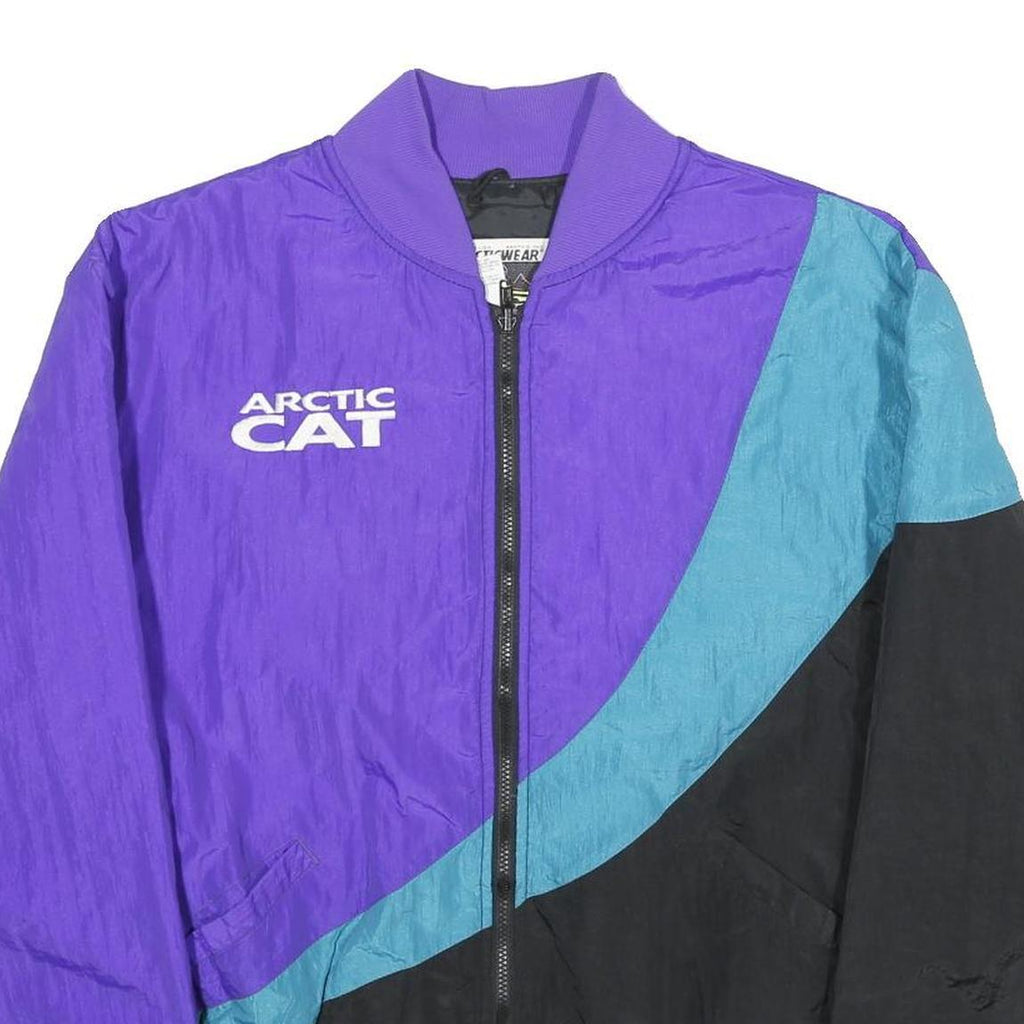 ARCTIC CAT Womens Purple Teal & Black Zip Up Nylon Bomber Jacket L Plain