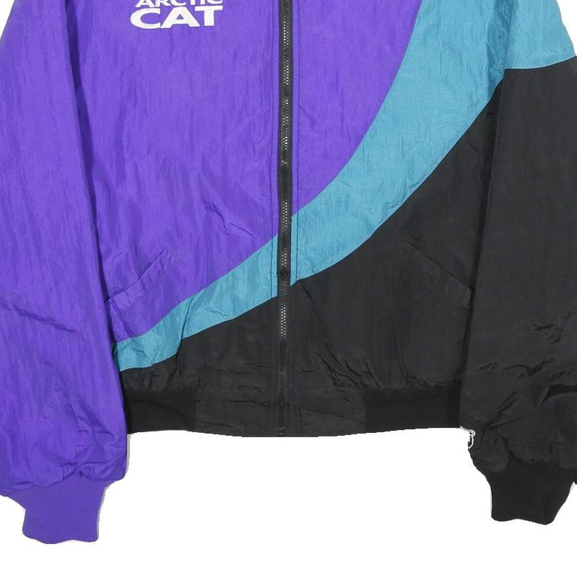 ARCTIC CAT Womens Purple Teal & Black Zip Up Nylon Bomber Jacket L Plain