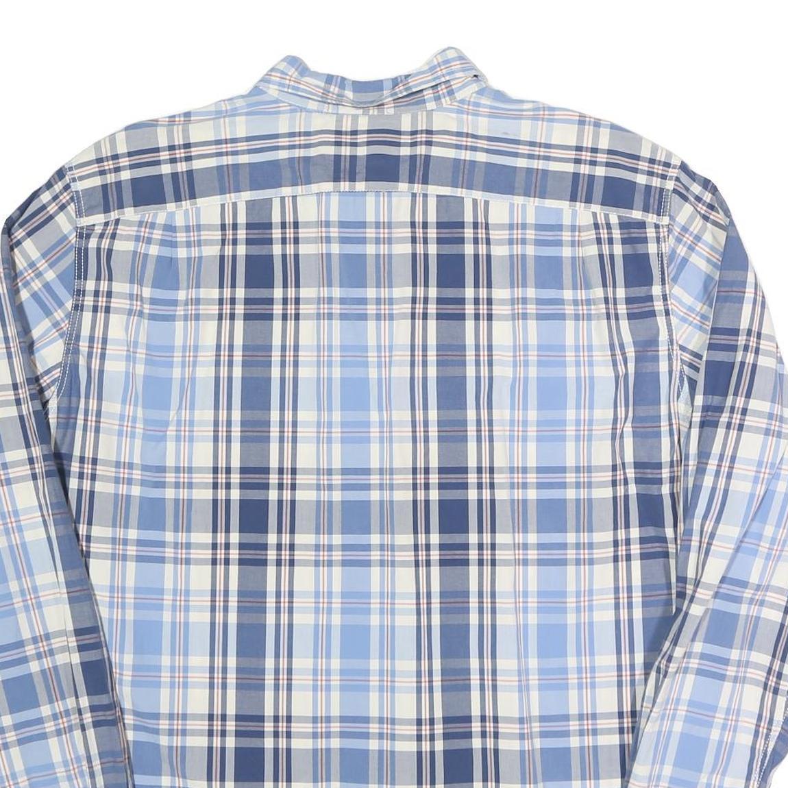 NAUTICA Mens Blue & White Checked Shirt XL Casual Cotton Long Sleeve Button Down