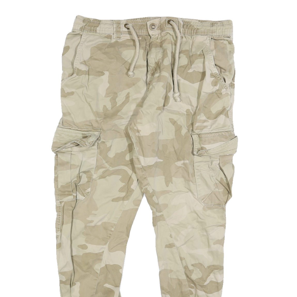 URBAN CLASSICS Mens Slim Cotton Blend Beige & Cream Camo Cargo Trousers W31 L28