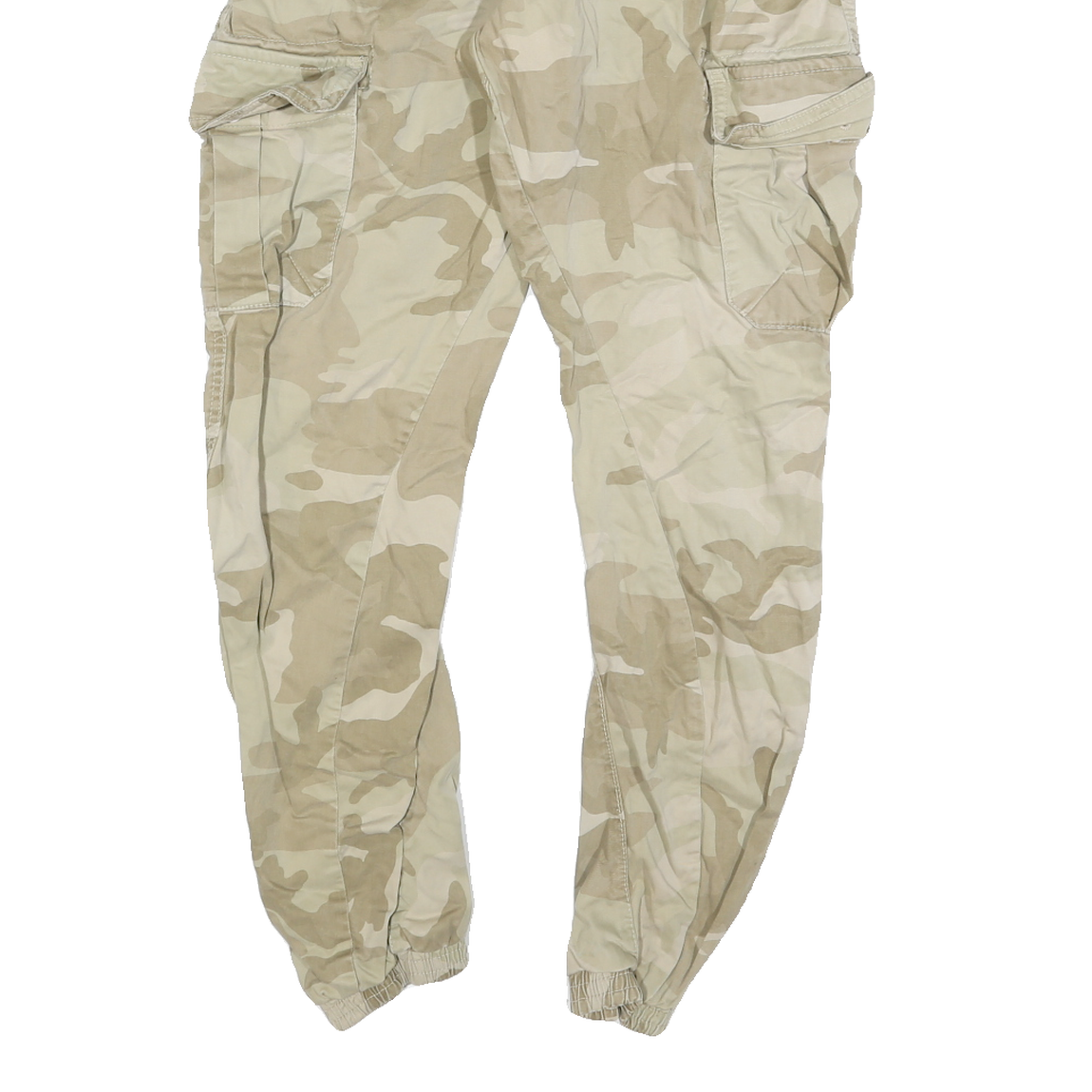 URBAN CLASSICS Mens Slim Cotton Blend Beige & Cream Camo Cargo Trousers W31 L28