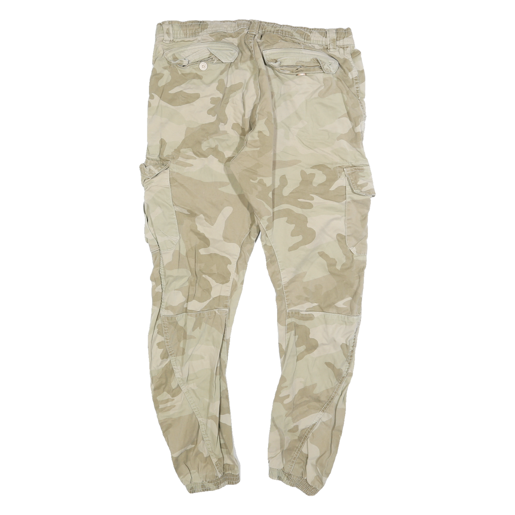 URBAN CLASSICS Mens Slim Cotton Blend Beige & Cream Camo Cargo Trousers W31 L28