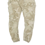 URBAN CLASSICS Mens Slim Cotton Blend Beige & Cream Camo Cargo Trousers W31 L28
