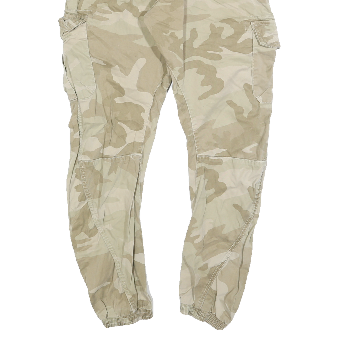 URBAN CLASSICS Mens Slim Cotton Blend Beige & Cream Camo Cargo Trousers W31 L28