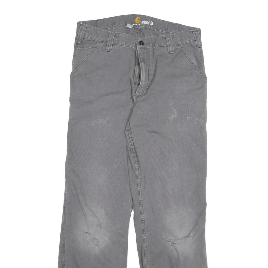 CARHARTT Mens Relaxed Fit Grey Cotton Blend Denim Jeans W34 L34 Workwear Zip