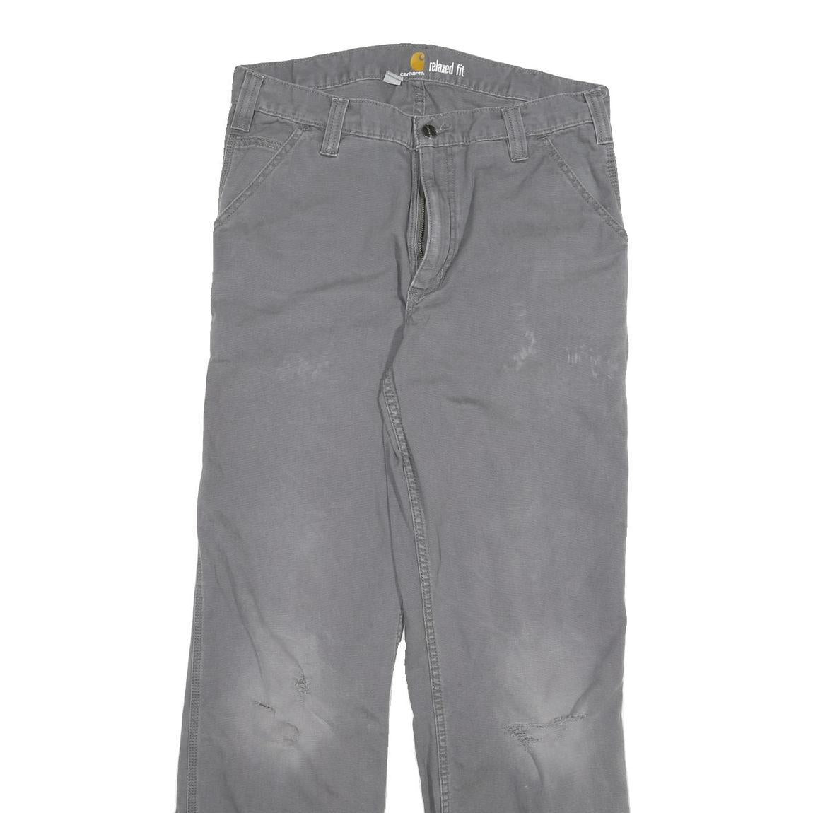 CARHARTT Mens Relaxed Fit Grey Cotton Blend Denim Jeans W34 L34 Workwear Zip