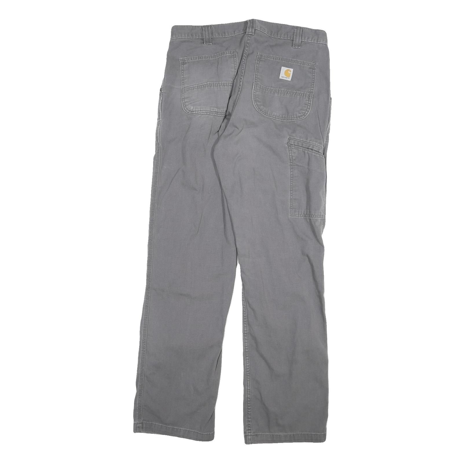 CARHARTT Mens Relaxed Fit Grey Cotton Blend Denim Jeans W34 L34 Workwear Zip