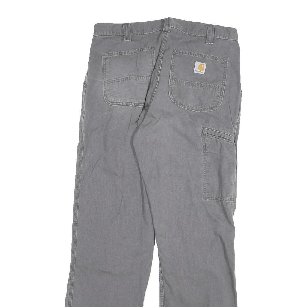 CARHARTT Mens Relaxed Fit Grey Cotton Blend Denim Jeans W34 L34 Workwear Zip