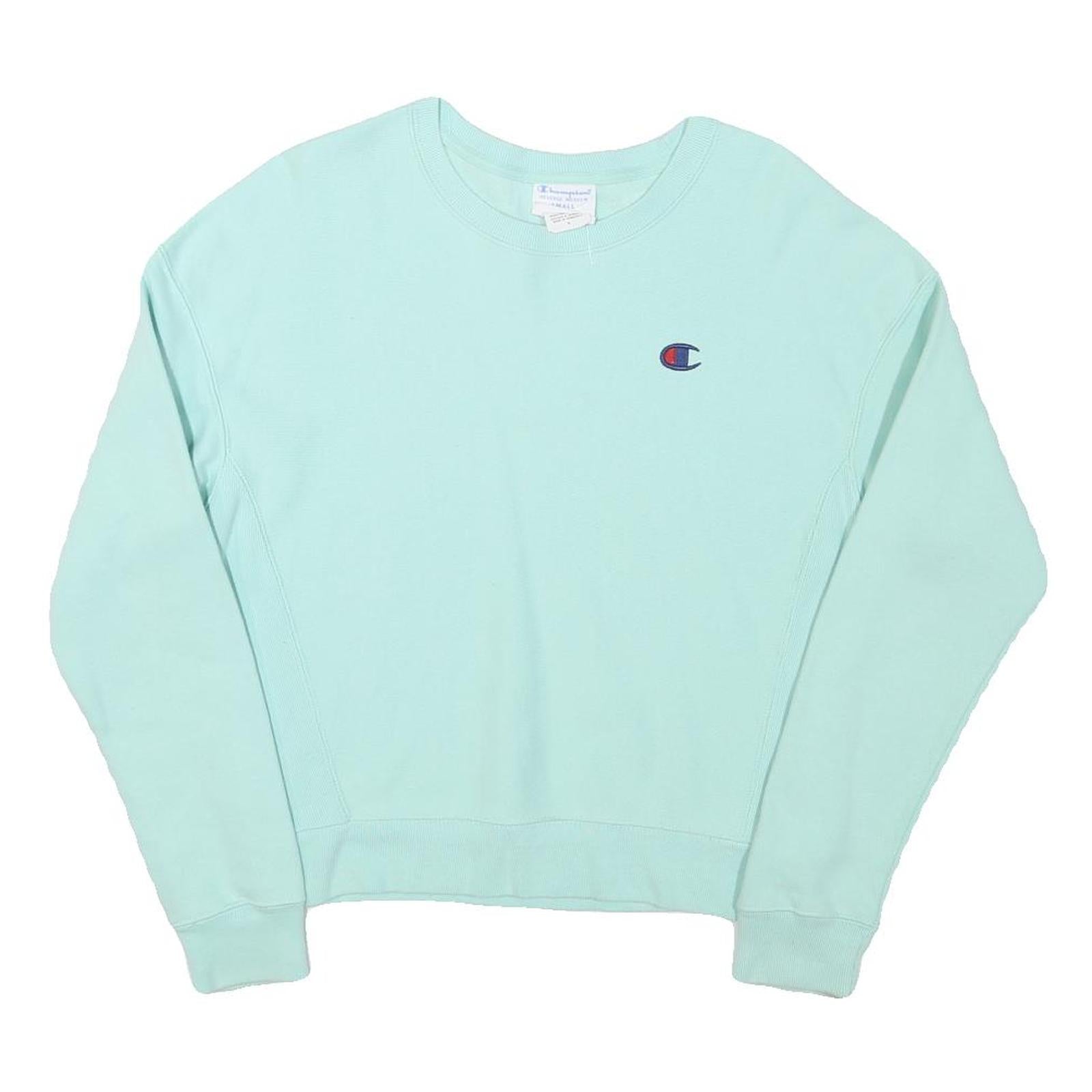 CHAMPION Mens Light Blue Crew Neck S Cotton Blend Pullover Sweatshirt