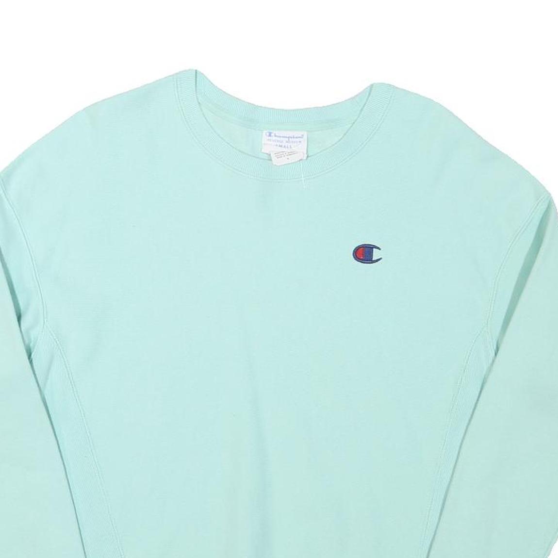 CHAMPION Mens Light Blue Crew Neck S Cotton Blend Pullover Sweatshirt