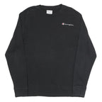 CHAMPION Mens Black Sweatshirt Crew Neck L Cotton Blend Pullover Casual