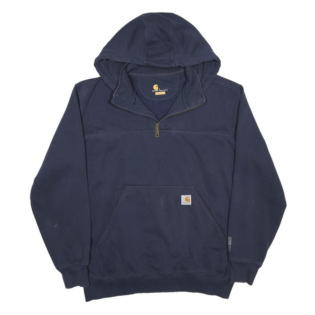CARHARTT Mens Navy Pullover Hoodie L HammerTime Construction Print Workwear Zip