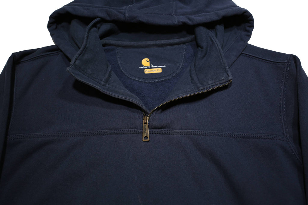 CARHARTT Mens Navy Pullover Hoodie L HammerTime Construction Print Workwear Zip