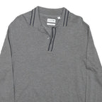 LACOSTE Mens Grey Long Sleeve Plain Polo Shirt L Cotton Blend Classic Fit