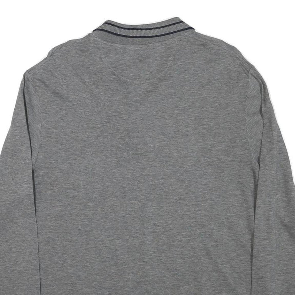 LACOSTE Mens Grey Long Sleeve Plain Polo Shirt L Cotton Blend Classic Fit