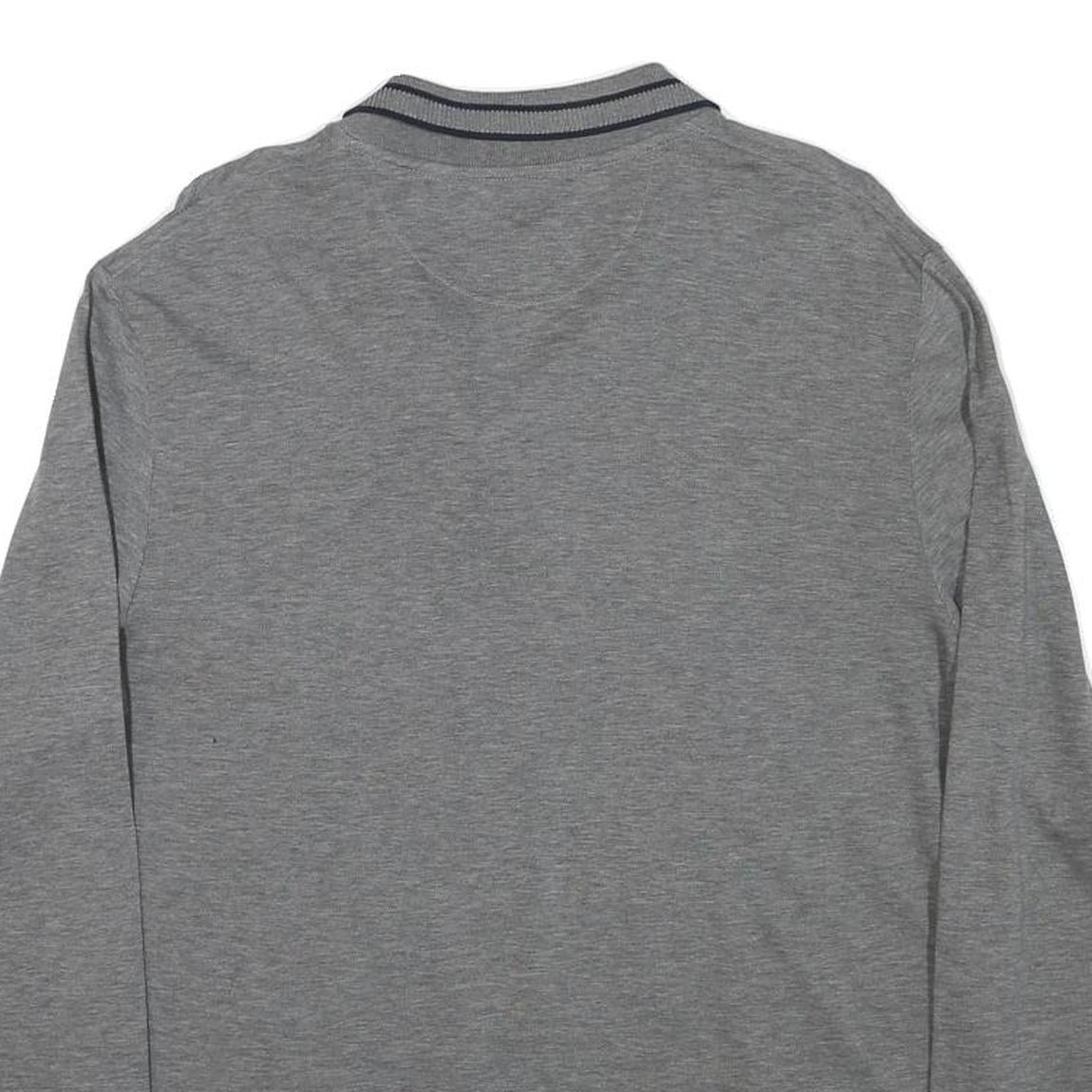 LACOSTE Mens Grey Long Sleeve Plain Polo Shirt L Cotton Blend Classic Fit