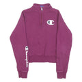 CHAMPION Womens Purple 1/4 Zip XS Cotton Sweatshirt Logo Sleeve Varsity Style