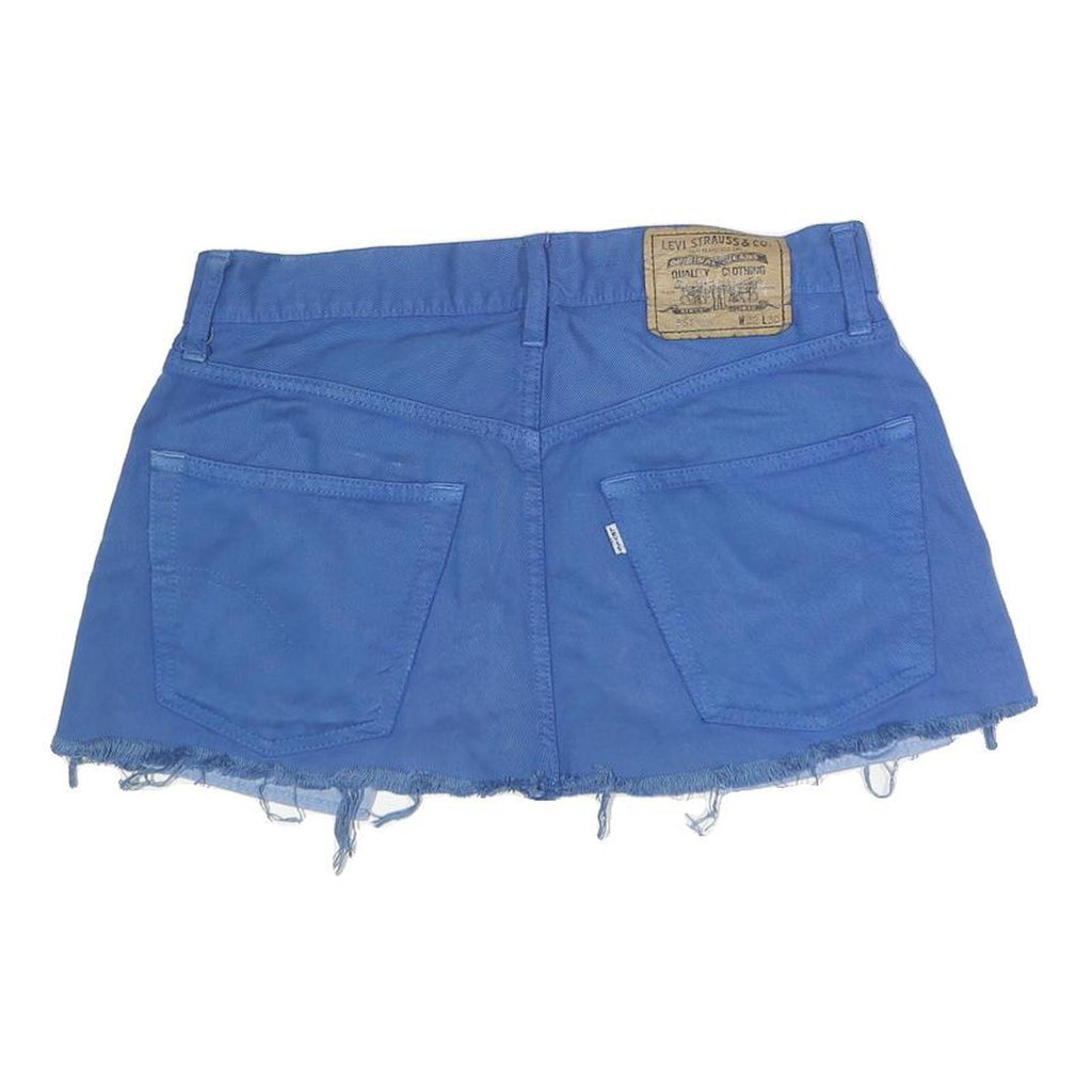 LEVI'S Womens Blue Cotton Blend Mini Skirt Frayed Hem Classic Denim Style M