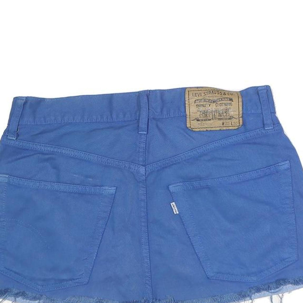 LEVI'S Womens Blue Cotton Blend Mini Skirt Frayed Hem Classic Denim Style M