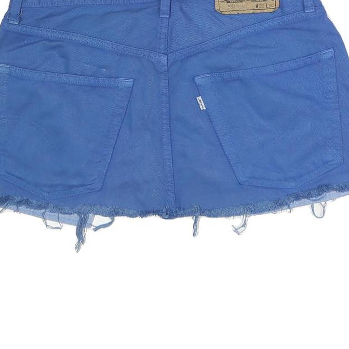 LEVI'S Womens Blue Cotton Blend Mini Skirt Frayed Hem Classic Denim Style M