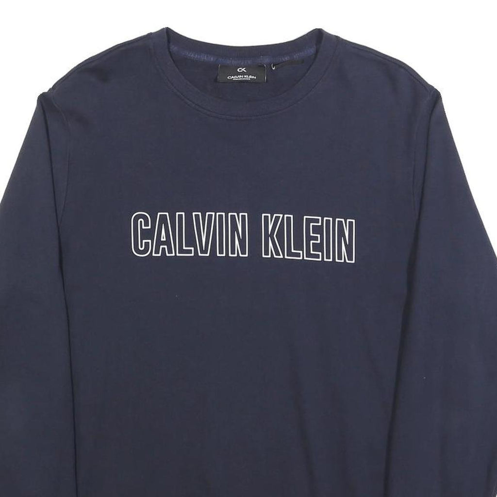 CALVIN KLEIN Mens Navy Blue Sweatshirt Crew Neck M Logo Print